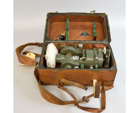 Hilger & Watts No 1 Microptic 20 inch Theodolite Serial No: 107540, Dated: 1980. Contained in leather case marked 214/Hilger 