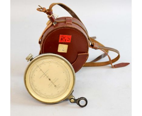 Short and Mason, Surveying pocket aneroid barometer. Serial no: A3459. Contained in Leather case. Provenance; Part of  the co