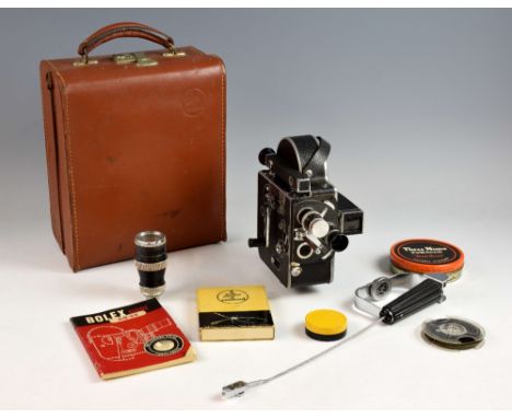 Paillard Bolex Cine camera in leather case, with extra lens, in leather case and a small quantity of cameras including Konica