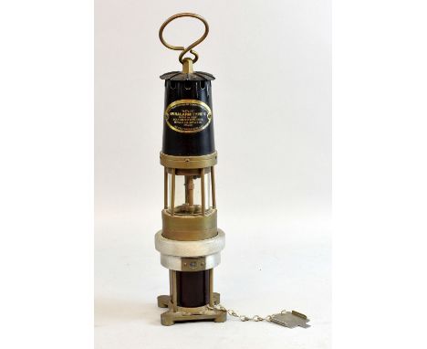 Bifold Co. (MFG) Ltd (Wigan) 'Naylor' Spiralarm miners lamp. Serial No: C597. Dated: Post WWII. Contained in red wooden box m