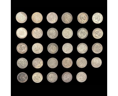 Konvolut Silbermünzenbestehend aus 29 Münzen:- 2x Preussen - 2 Mark - 1901 - Friedrich I/ Wilhelm II - ss.- 1x Sachsen - 2 Ma