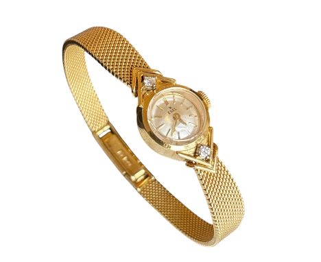EBEL-DamenarmbanduhrGehäuse und Band in 18 ct GG; D: Gehäuse 15 mm; Ober- und unterhalb vom Gehäuse jeweils ein Brillant von 