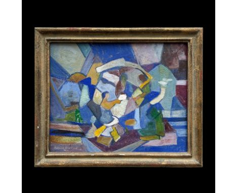 Eberhard, Heinrich (Ellwangen 1884 - 1973 Stuttgart)"Anbetung"; figürlich, abstrakte Komposition aus seiner besten Zeit 1920;