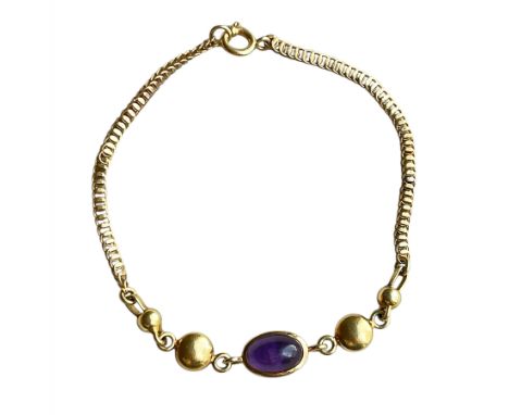 Armkette 14 ct GG; mit Amethyst; L: 16,5 cm; 4,3 g.