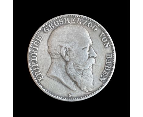 Münze (1907)5 Mark, Friedrich Großherzog von Baden (1907 G); ss/vz