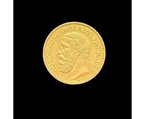 GoldmünzeBaden - 10 Mark - 1890 G - Friedrich Großherzog von Baden - Gold 900 - ss - 4 g.