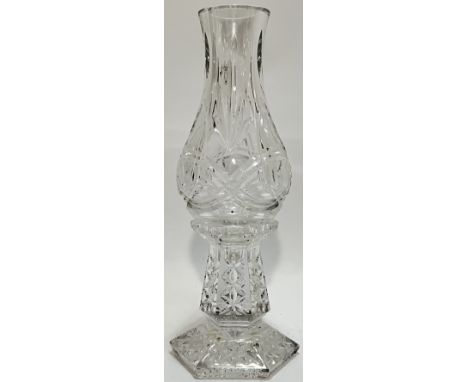 A Waterford Crystal Trinity Knot Hurricane lamp (marked verso) (h- 32cm)