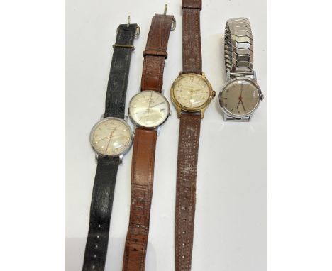 A collection of Vintage Gentleman's wrist watches including stainless steel Time manual wind watch, (D x 3cm) not working, Or