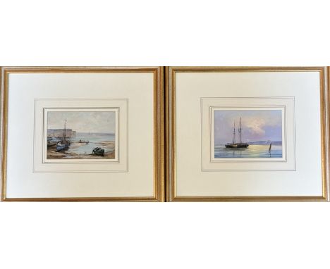 David Short (British 1945), a boat at sea, mixed media on board, signed bottom right, (12cmx16cm), together with R.Coulridge,