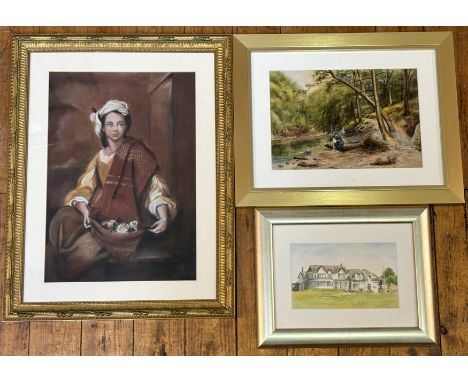 A mixed group of works comprising R.Hasson, Flower Girl, signed and dated 96 bottom left (48cmx32cm). signed indistinctly, wo