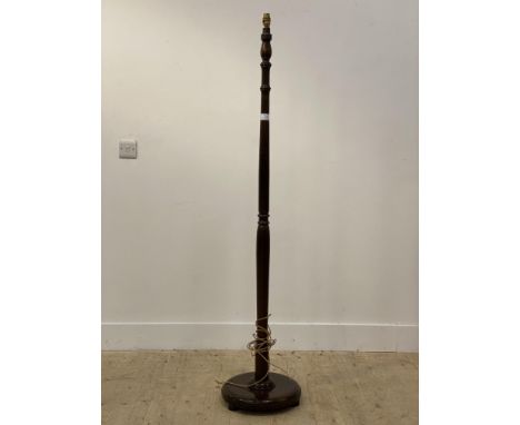 An early to mod 20th century stained and turned ash standard lamp H161cm