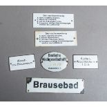 6-teiliges Konvolut von Email-Schildern (20er - 50er J.)