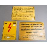 3-teiliges Konvolut von Blechschildern