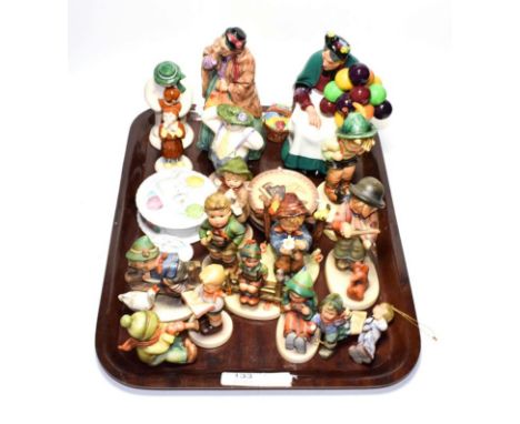 Royal Doulton including The Old Balloon Seller, The Snowman models etc, together with various Goebel Hummel figures (qty on o