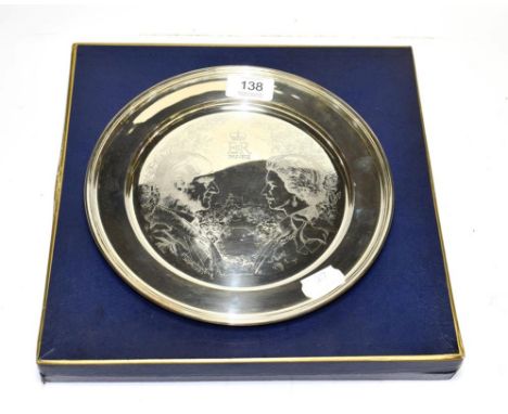 An Elizabeth II commemorative plate, by Richard Comyns, London, 1972, number 442 from a limited edition of 2,000, circular an