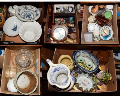 A mixed selection of ceramics, including a floral vase, blue and white Oriental style pedestal bowl stamped G&amp;C, tureen a