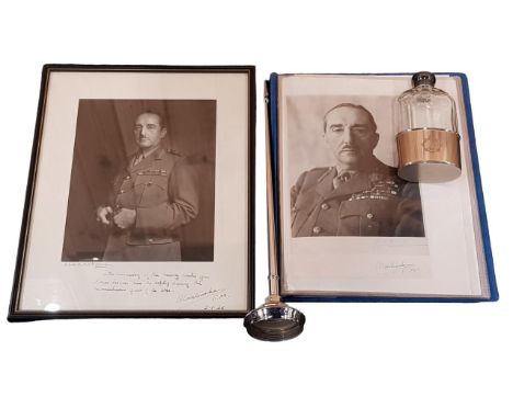 ITEMS BELONGING TO FIELD MARSHALL ALAN BROOKE GIVEN TO HIS DRIVER TO INCLUDE SIGNED PHOTOGRAPHS, EPHEMERA, CAR FLAG POLE AND 