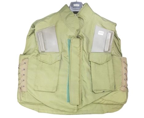 LATER OP BANNER ARMY FLACK JACKET WITH TWO GREEN RUBBER RIFLE BUTT PADS 