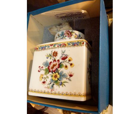 Coalport tea caddy, boxed