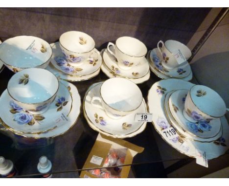 Crown Royal tea service in blue rose pattern