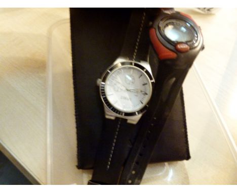Two gents wristwatches and a vintage Casio calculator