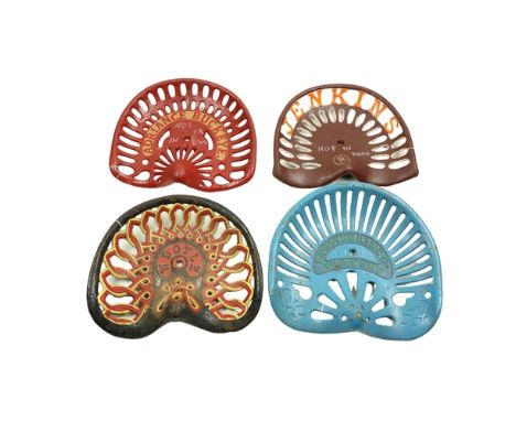 Machine / Tractor Seats: 'Adriance Bucheye, (red &amp; gold); W. Doyle (Celtic) - red, yellow and black, "Engineering &amp; C