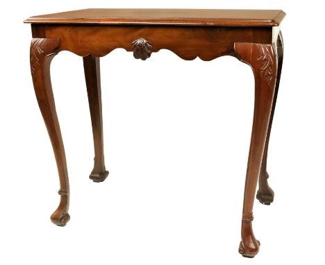 An Irish George III period mahogany Side or Console Table, the rectangular top with a moulded edge and front round corners ab