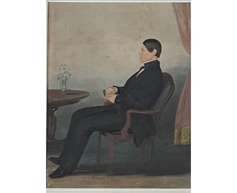 Patrick Wybrant, Irish / American (1816-1894) "Portrait of Gentleman seated (member of the Stopford Family) in the drawing ro