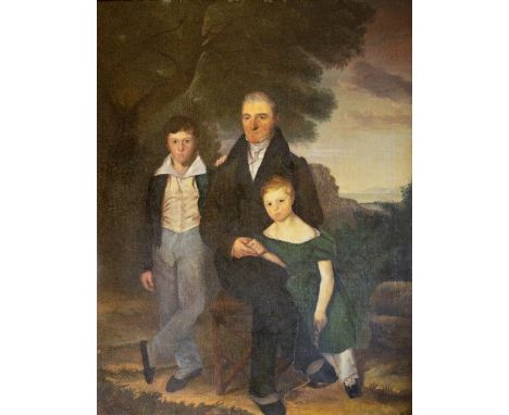 Attributed to Clement Burlison (1815 - 1899)  "Portrait of Gerard Callaghan MP for Dundalk c. 1787 - 1833, with two of his si