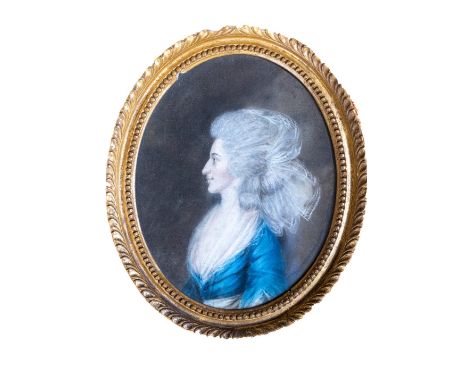 Attributed to Hugh Douglas Hamilton (1740-1808)  "Portrait of Lady Gardiner (wife of Luke Gardiner)," pastel on paper, approx