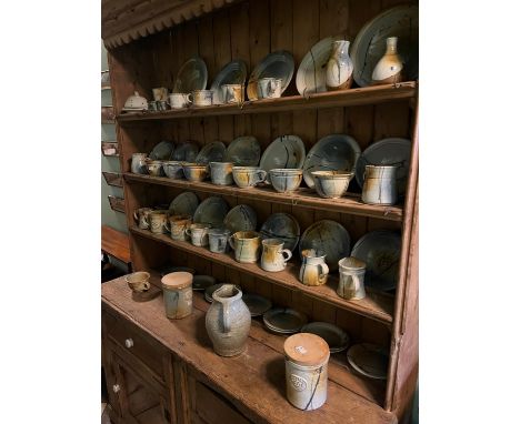 A large extensive Coffee and Tea Set, by Kiltrea Pottery, Enniscorthy, Co. Wexford of overall abstract design, comprising jug