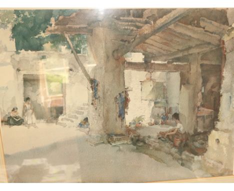 After Sir William Russell Flint (1880-1969)  "Gossip after Market in P‚rigord (France)" coloured lithograph,ÿsignedÿ in penci