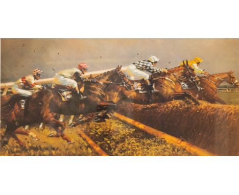 After Peter Curling, Irish (b. 1955)  "Over the Final Ditch," coloured lithograph,ÿsignedÿÿLtd. Edn., 246 (500), approx. 41cm