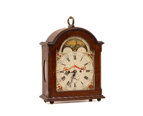 A 19th Century mahogany Bracket Clock, with double fusee movement striking on a steel bell, the painted dial with Roman and A