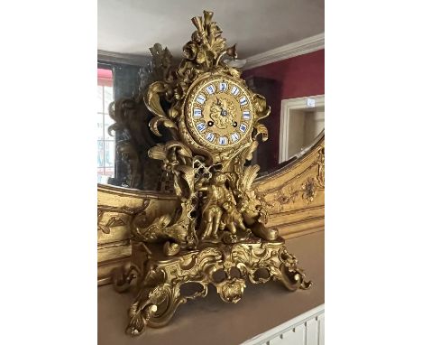 A very attractive 19th Century French rococo style ormolu Mantle Clock, by Raingo Fr‚res, Paris, c. 1830, with outside count 