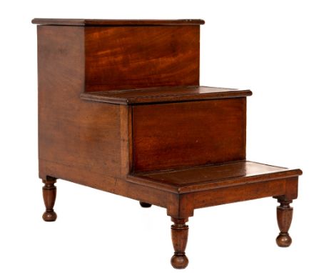 An Irish William IV period mahogany three step Commode / Bedsteps, probably by Gillingtons of Dublin, stamped with number '18