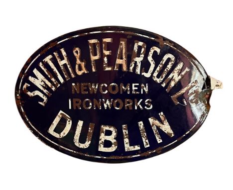 An original enamel Advertising Sign, for "Smith &amp; Pearson Ltd., Newcombe Ironworks, Dublin" approx. 31cms x 46cms (12" x 