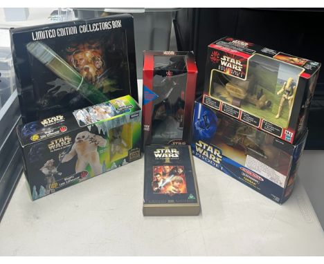 A collection of six items including Limited Edition Collectors Box "Episode 1 The Phantom Menace," one Phantom Menace Video, 