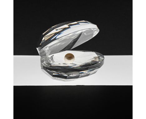 Swarovski Crystal Glass, 'Open Shell With Pearl', boxed.