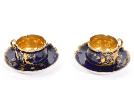 Limoges&nbsp;- a late 19th century Circa 1900 matching pair of&nbsp;tea cups and saucers by Limoges. Cabinet / display pieces
