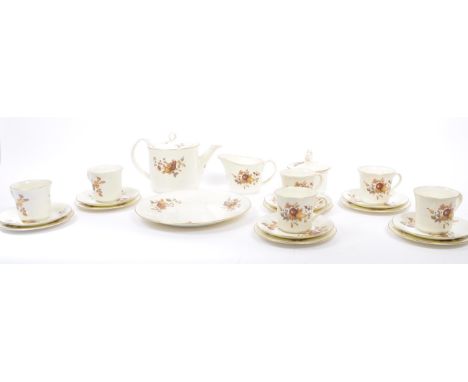 Royal Worcester - Autumn Gold pattern - A vintage 20th century porcelain china coffee / tea service set. Comprising of teapot