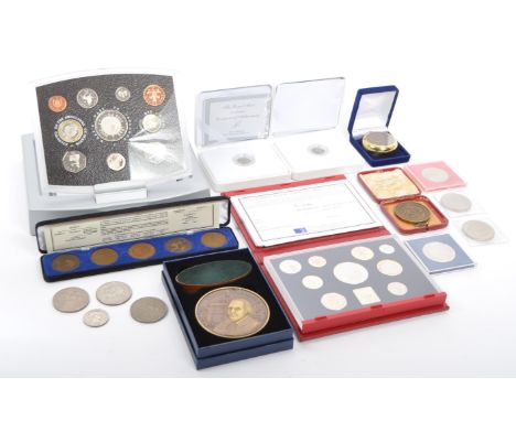 A collection of Royal Mint proof coins set, 925 sterling silver coins and medals. To include a 1999 UK proof coin collection,