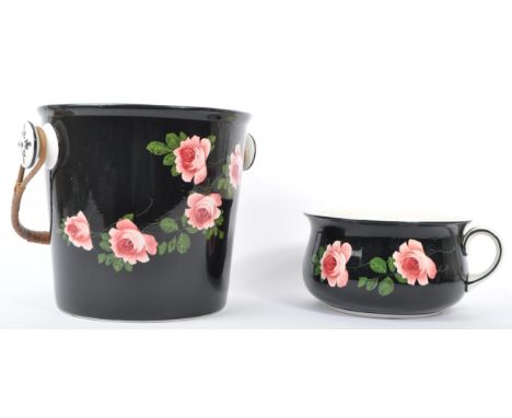 Of local interest - Bristol Pottery - Early 20th century bed pot and slop pail / bucket. Of ceramic construction and circular