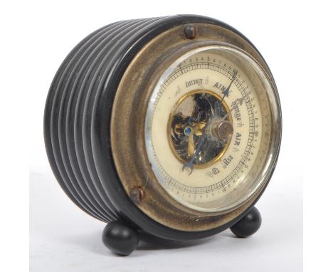 ATCO - A late 19th / early 20th century German Ebony desk thermometer in the mannner of ATCO. Of circular form with brass out