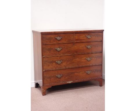19th century mahogany chest fitted with two short and three long drawers, raised on bracket feet, W129cm, H115cm, D56cm Condi