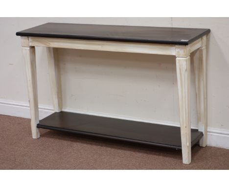 Modern pine rectangular console table with undertier, W120cm, H75cm, D36cm Condition Report Click here for further images, co