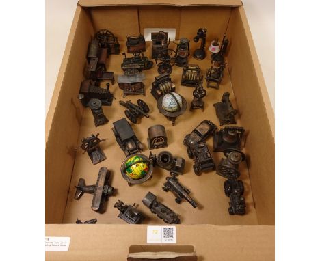 A collection of novelty metal pencil sharpeners including Camera Globe etc (35) Condition Report Click here for further image