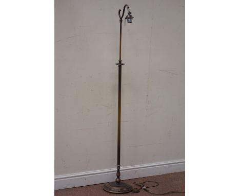 Antique brass finish adjustable telescopic standard lamp, H156cm  (This item is PAT tested - 5 day warranty from date of sale