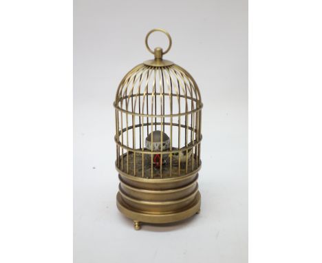 Burnished brass bird cage clock, H17cm  CLOCKS & BAROMETERS - as we are not a retailer, these items are sold as seen and may 