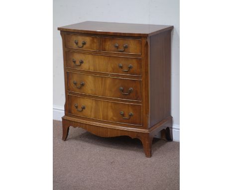 Reproduction mahogany bow front chest of two short and three long drawers, W72cm, H84cm, D41cm Condition Report Click here fo